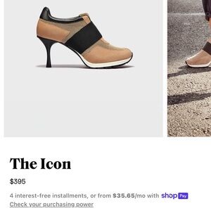 The Icon Women’s Tan and Black Heeled Sneaker